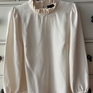J. Crew Ruffle Neck Ivory Blouse